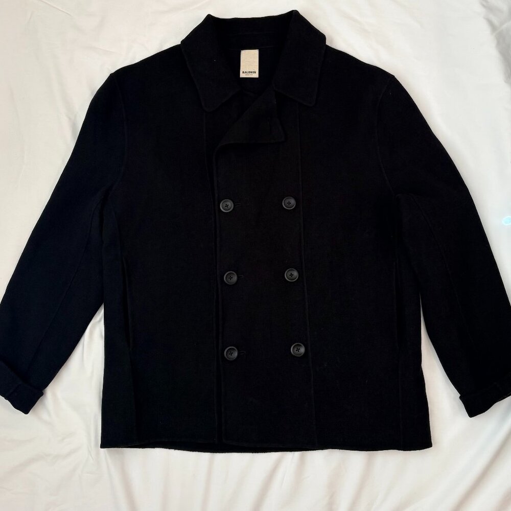 BALDWIN Kansas City Classic Boutique Design Wool Blend Pea Coat Men’s XL Black